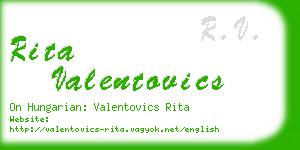 rita valentovics business card